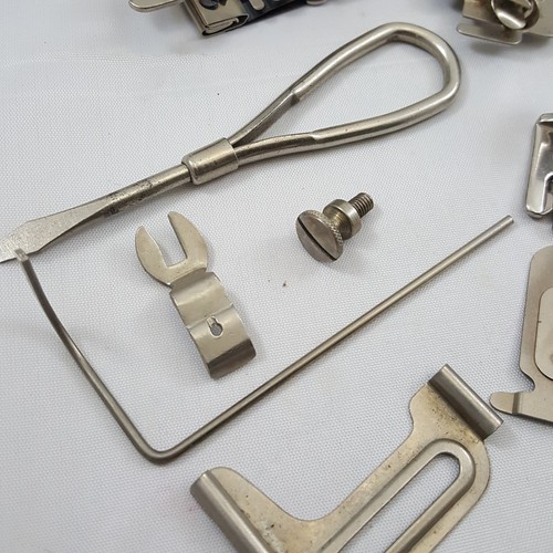 Vintage Sewing lot foot screwdriver hemmer Greist binder ruffler attachments