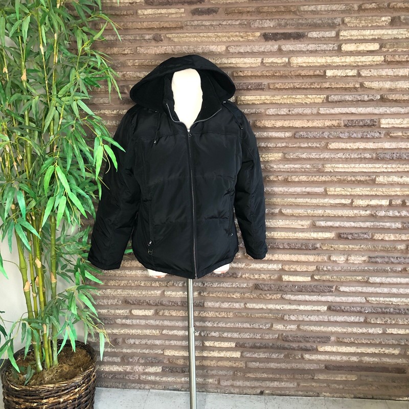 Marvin Richards Black Puffer Down Filled Hooded Jacket Large