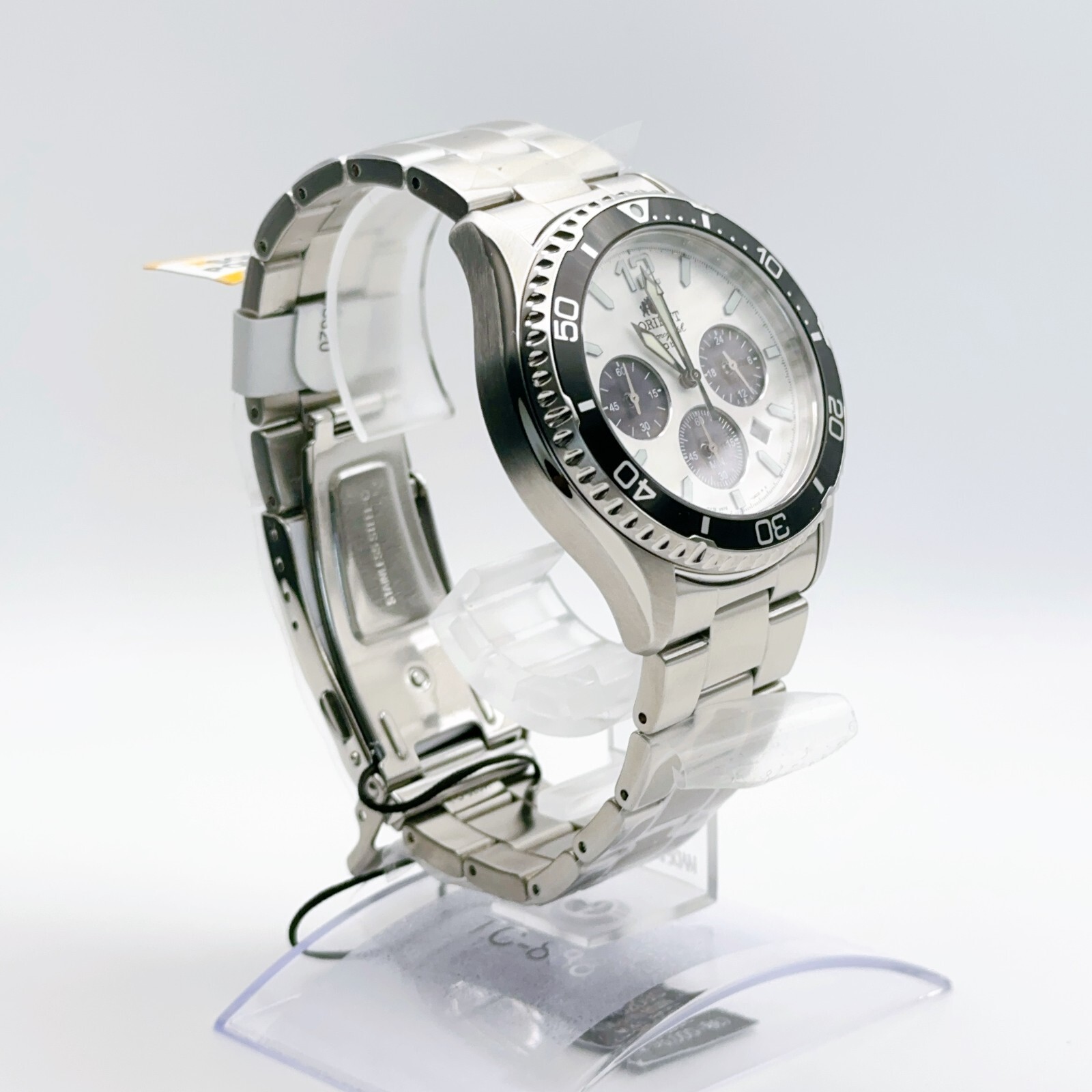 Pre-owned Orient Mako Rn-tx0203s Chronograph Solar Watch Panda Dial White Black Mens Watch