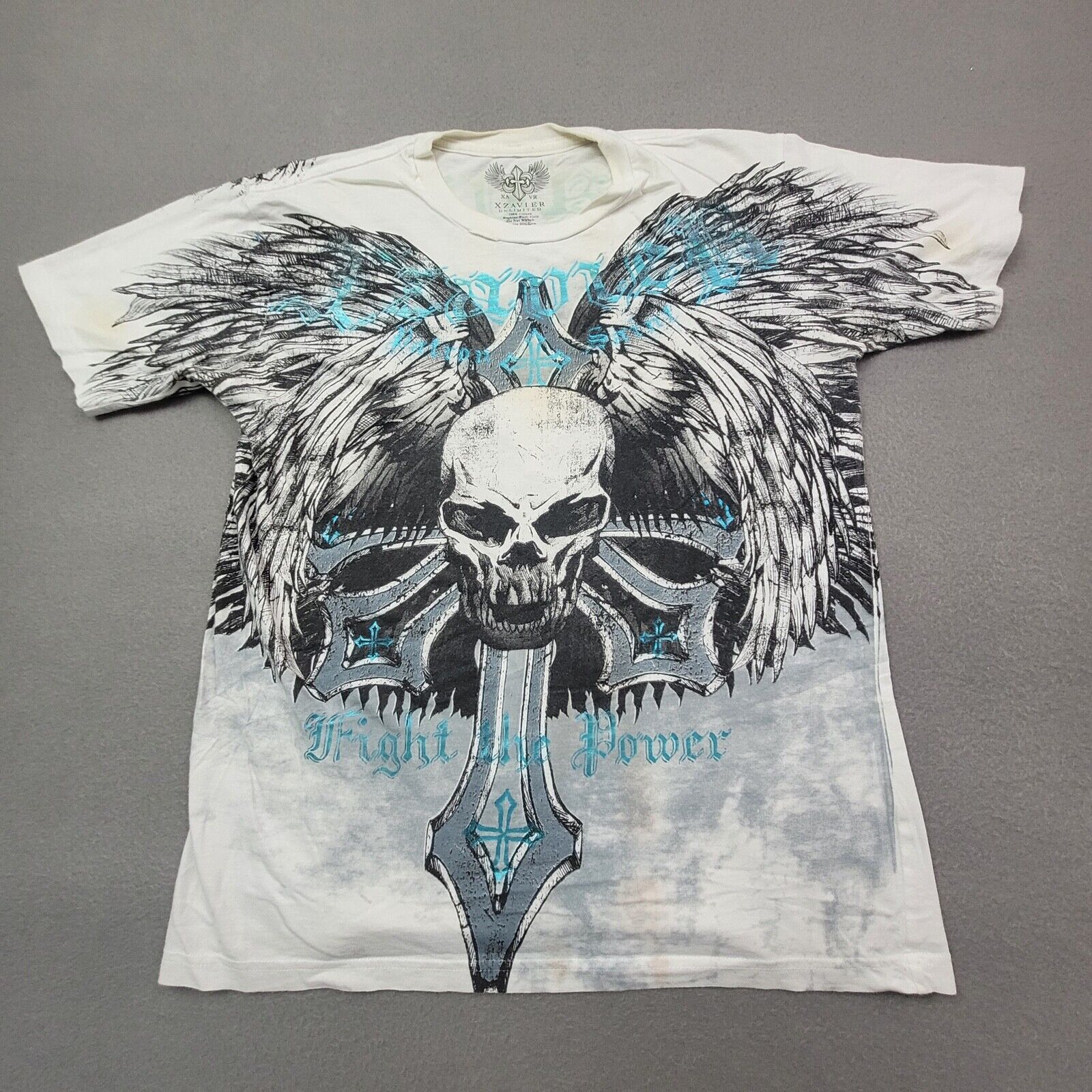 XZavier Unlimited T-Shirt Mens Medium Wings Skull Cross XZavier Unlimited T-Shirt Mens Medium Wings Skull Cross