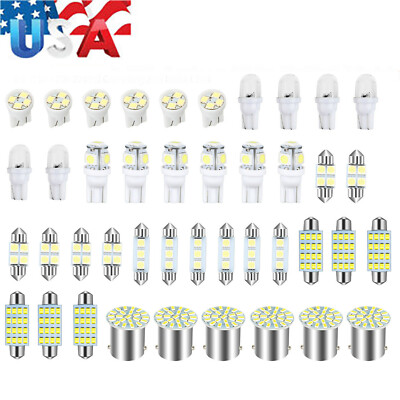 42PCS Car Interior Combo LED Map Dome Door Trunk License Plate Bulbs Light White