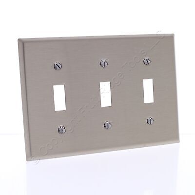 Cooper ANTIMICROBIAL Stainless Steel 3G Switch Cover Toggle Wallplate AH93073AM