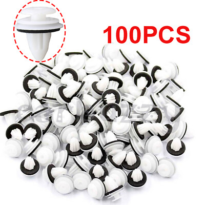 100pcs Plastic Rivet Car Door Trim Retainer Clips For Honda Mitsubishi 9mm Hole 