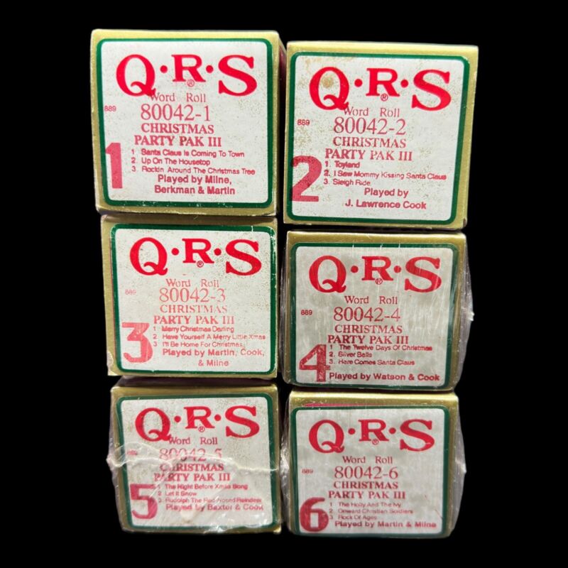 QRS Christmas Party Pak III Player Piano Rolls - Set of 6: 3 Sealed/3 Unsealed