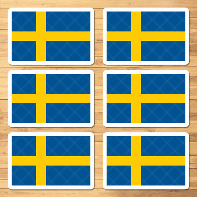 Swedish Flag Stickers - 6 Pack for Cars, Laptops , Water Bottle -Sweden Flag