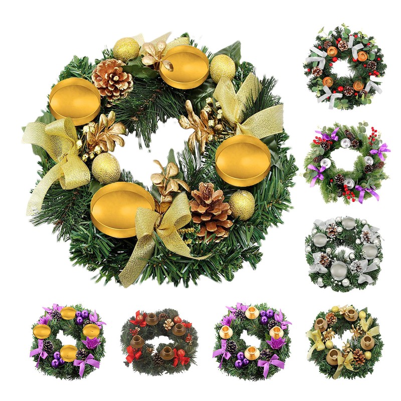 Exquisite Christmas Candlestick Wreath Candle Garland Ring Candle Holder