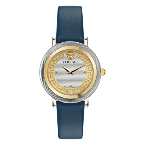 Pre-owned Versace Blue Womens Analogue Watch Greca Flourish Ve7f00223