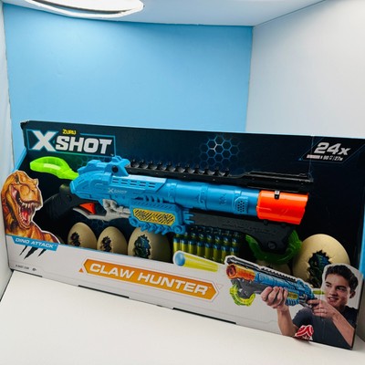 NEW Zuru X-Shot Dino Attack Claw Hunter Blaster Dart Gun and 6 Dino Egg Targets