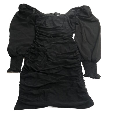 Windsor Black Long Puffy Sleeve Dress Large