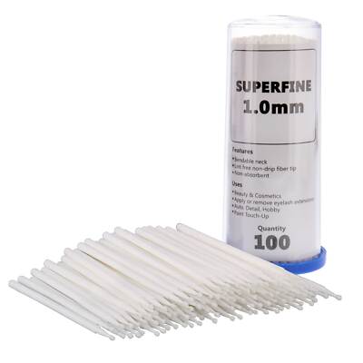 Paint Touch Up Micro Brushes, 100 Superfine 1.0 mm Tip Brush Applicators, Auto