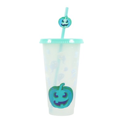 Temperature-sensitive Water Cup Pattern-revealing Straw Color Changing Halloween
