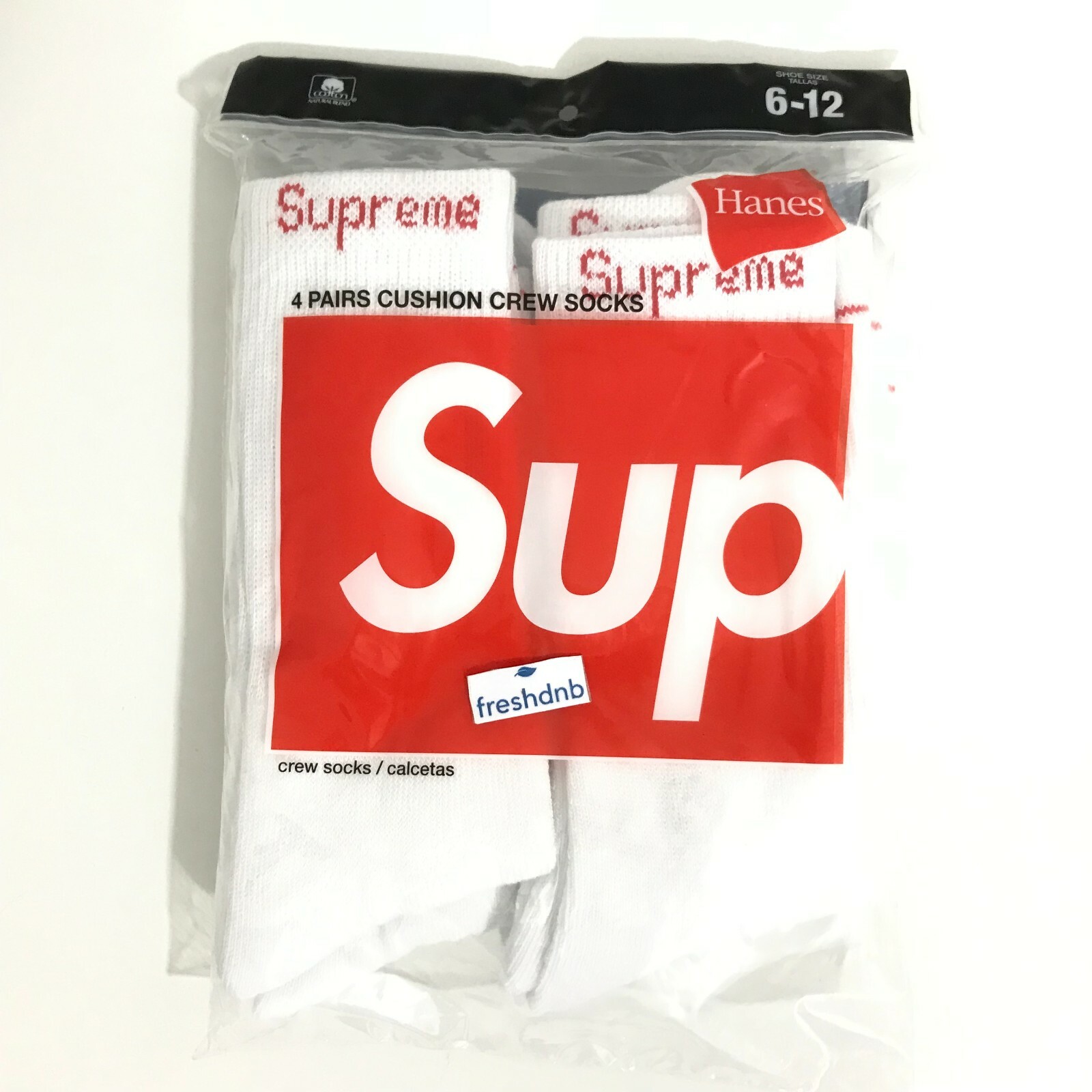 靴下・ソックス Supreme Hanes Crew Socks 4pack White Sealed & Authentic - Supreme / Hanes White & Black Crew