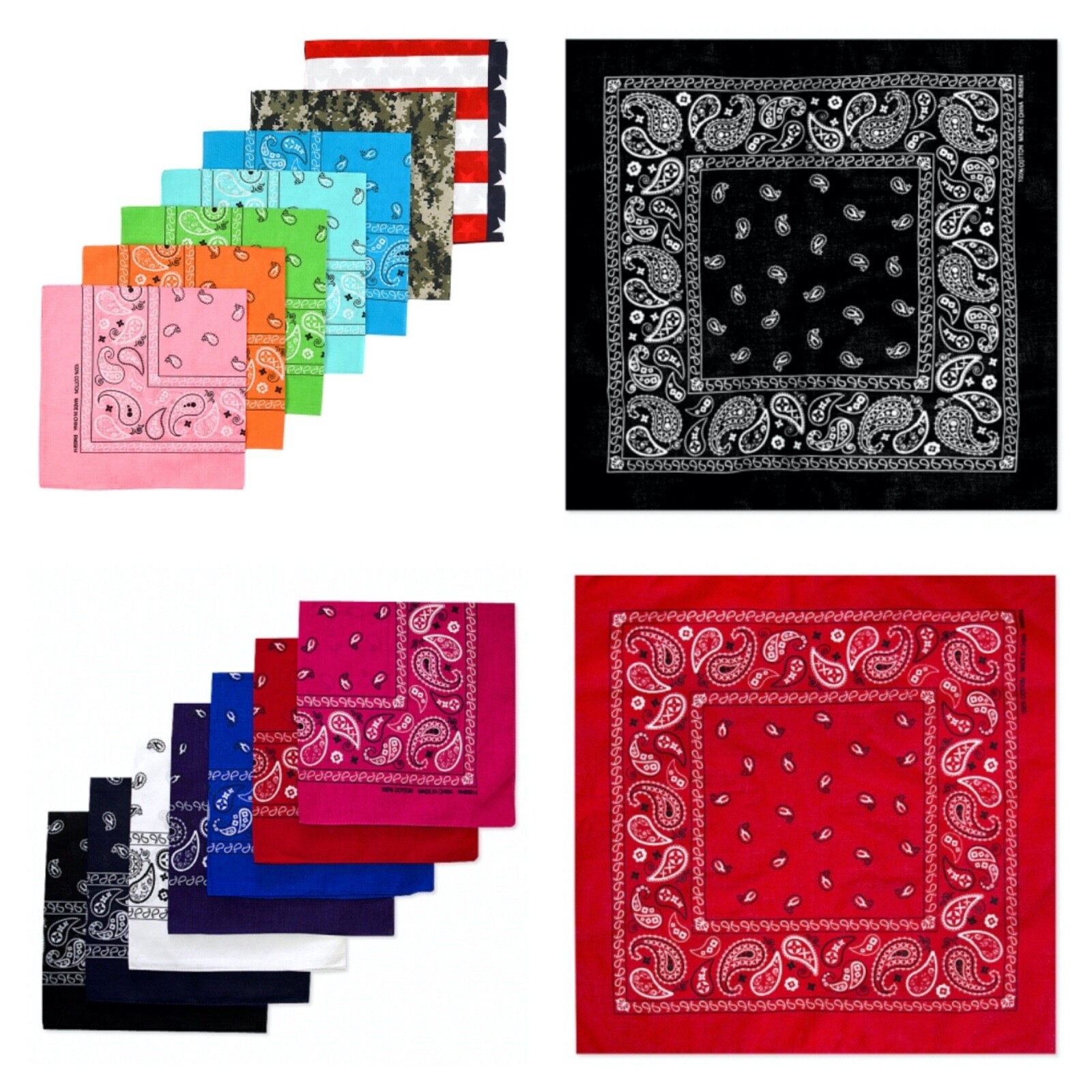 1 Paisley Bandana Face Mask Head Wrap Army Camo USA Mexico Flag Scarf Colorful