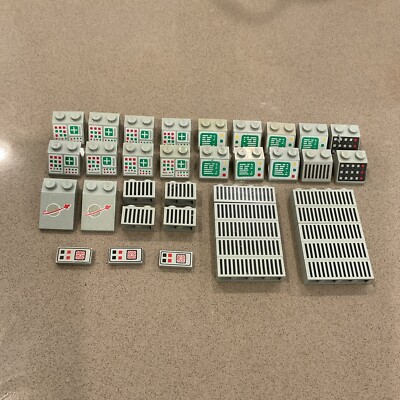 Lego Classic Space Parts Lot Printed Slopes Tile Grille Inverted Computer Screen