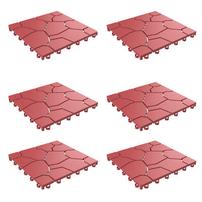 Outdoor Patio Deck Easy Snap Tiles 11.5 x 11.5 Set of 6 Water Drainage Red