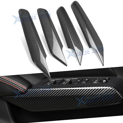 4x Carbon Fiber Style Window Door Lift Lock Armrest Panel For Honda Civic 2022+