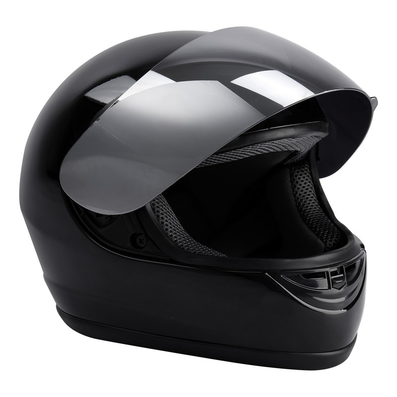 Motorcycle Mirror Shield Gloss Black FullFace DOT Adult Helm