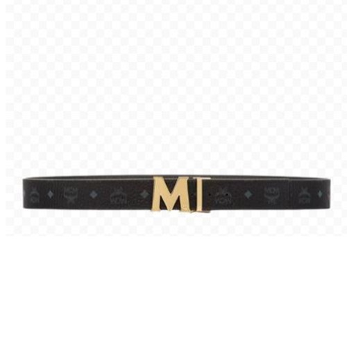 Pre-owned Mcm Claus Reversible Belt - Black, Gold Buckle Mxbaavi03bk001
