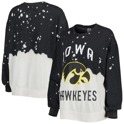 Women's Gameday Couture Black Iowa Hawkeyes Twice As Nice Faded Dip-Dye Pullover