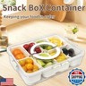 Snackle Box Serving Tray with Lid and Handle, Fruit Storage Containers for Fridge, Divided Serving Tray with Lid, Snack Organizer, Portable Travel Snack Container, Perfect for Party, Travel