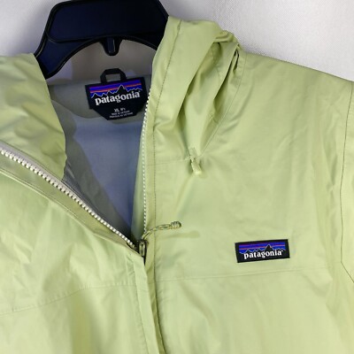 Patagonia Torrentshell 3L Rain Jacket Women s XL  Friend Green Hoodie Zip