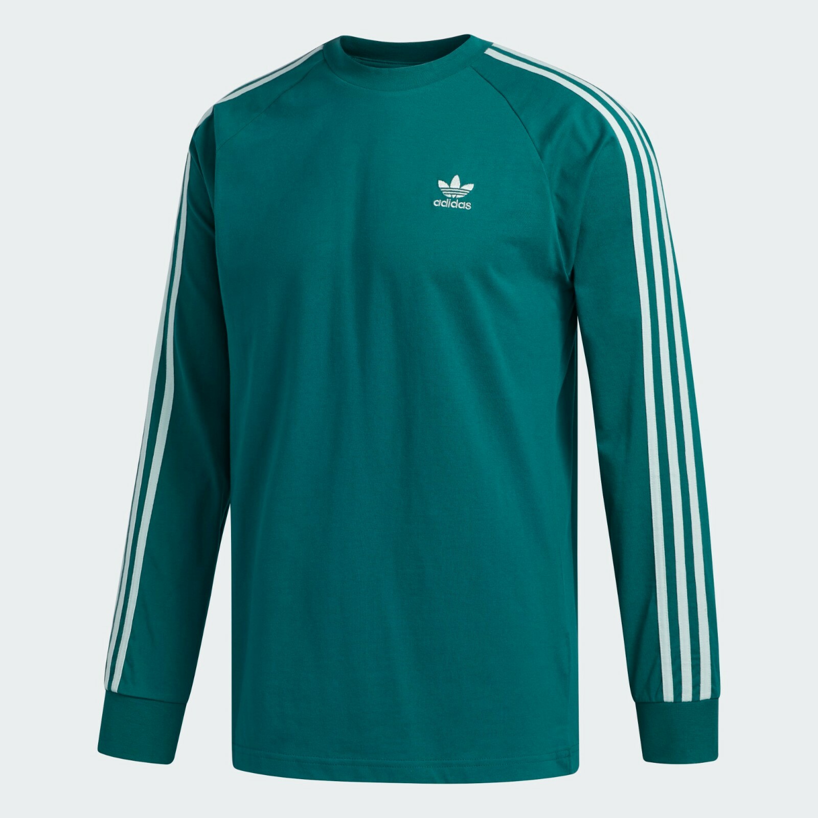 Adidas Originals 3 Stripe Long Sleeve Noble Green T-Shirt Adidas Originals 3 Stripe Long Sleeve Noble Green T-Shirt