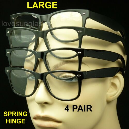 Reading glasses extra large frame lens xl 4 pair pack men black new spring hinge