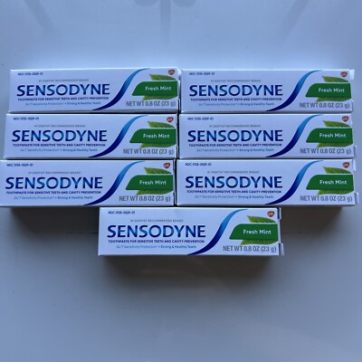 Sensodyne Fresh Mint Toothpaste for Sensitive Teeth 0.8oz EXP 05/25 7 Pack
