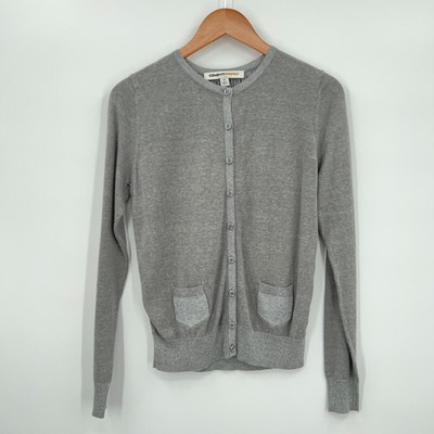 Clements Ribeiro Cardigan XS Grey Metallic Button Down Long Sleeve