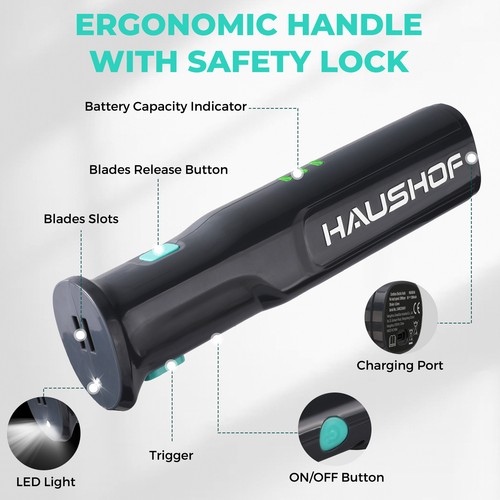 HAUSHOF Cordless Electric Knife Set for Meat Slicing 8V Electric Carving Knife