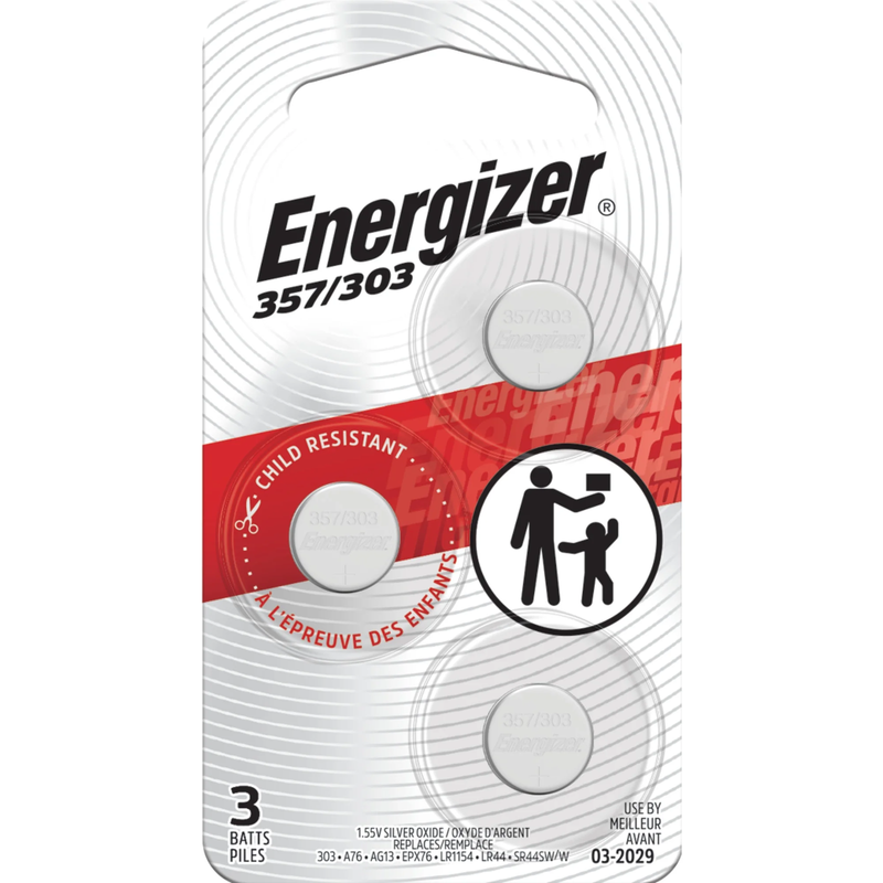 357 / 303 Button Cell Batteries (3 Pack) – Also Replaces AG13, SR44,