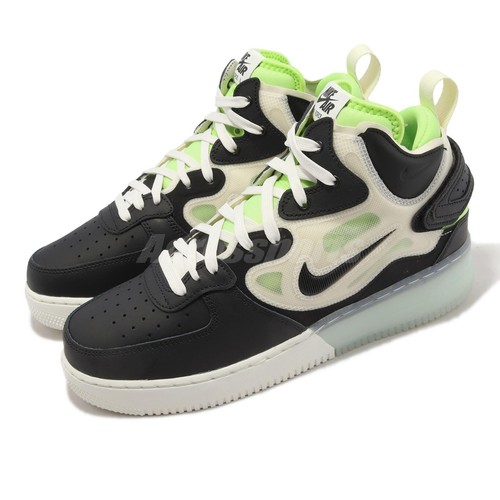 

Мужские повседневные кроссовки Nike Air Force 1 Mid React Black Sail Ghost Green AF1 DQ1872-100, Черный, Air Force 1 Mid React