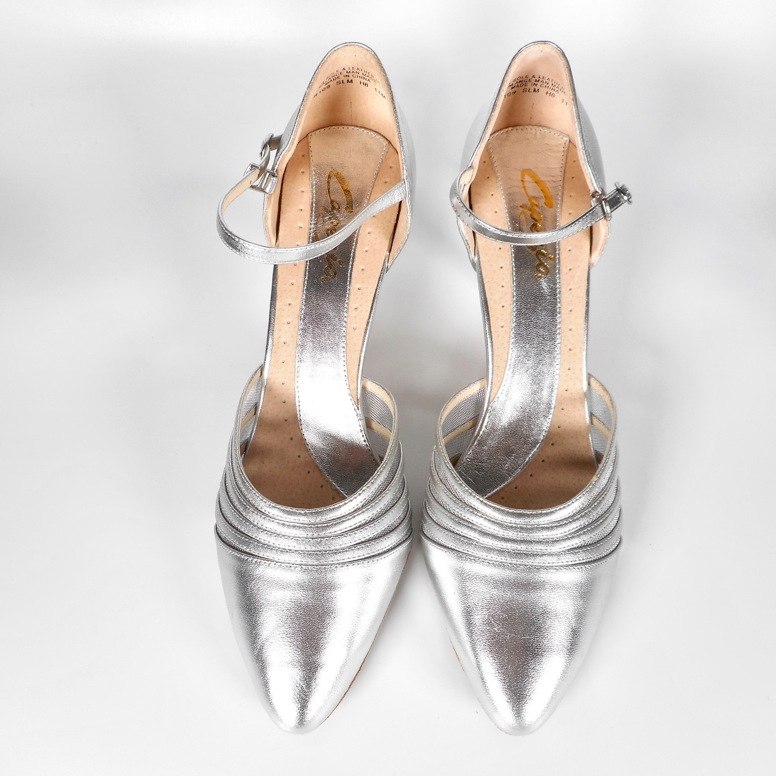 NEW Capezio Womens 11 Alexa Silver Ballroom Latin Dance Shoes Leather BR109 9UK