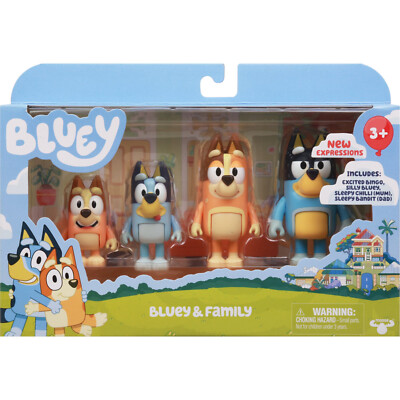 Bluey & Family Mini Figure 4-Pack (Excited Bingo, Silly Bluey, Sleepy Mum & Dad