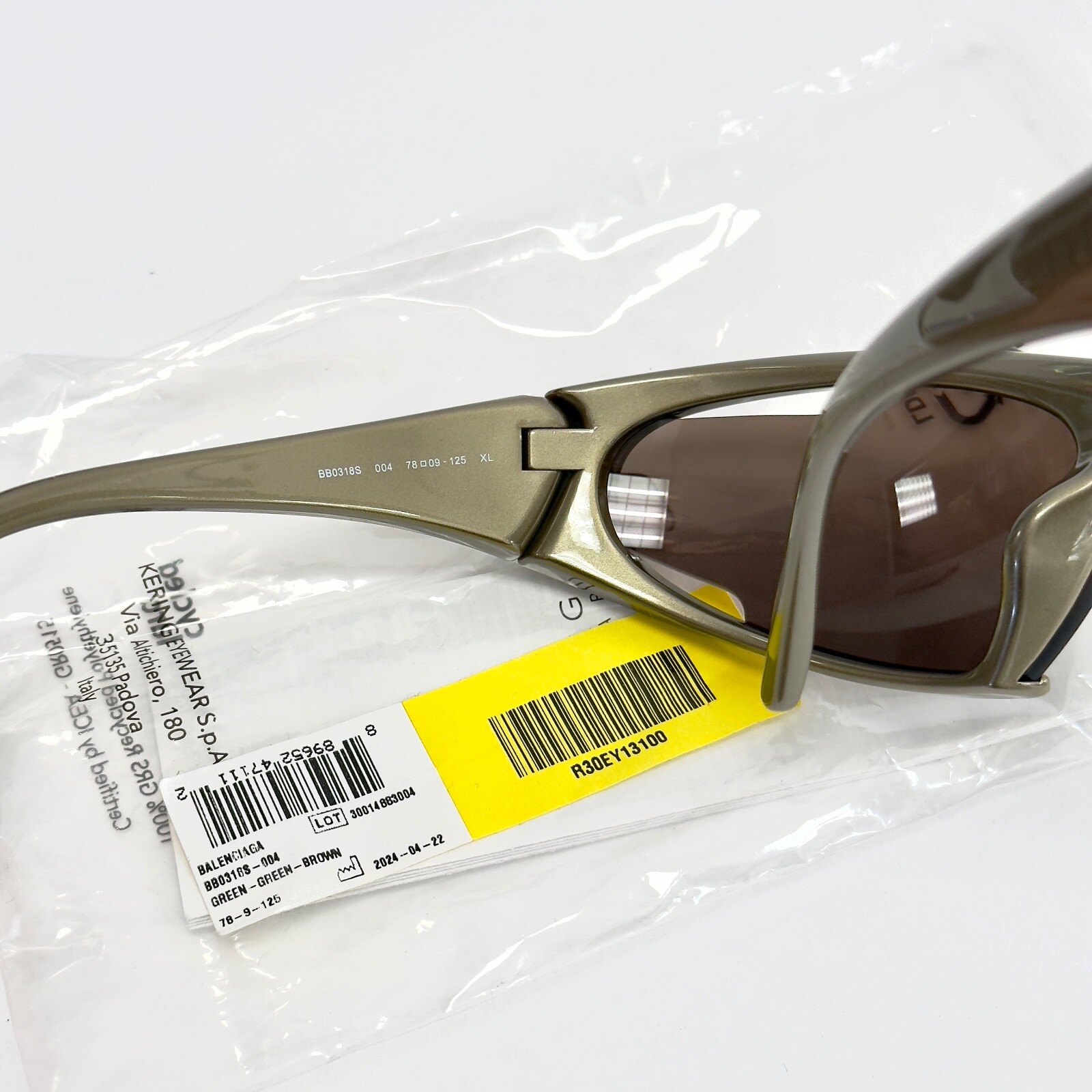Pre-owned Balenciaga Dynamo 0318 Gold Brown 004 Fashion Demna Mask Wrap Sunglasses Bb0318