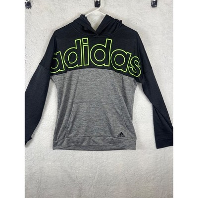 Adidas Boys XL (18/20) Hoodie Gray Black Long Sleeve Pullover Activewear