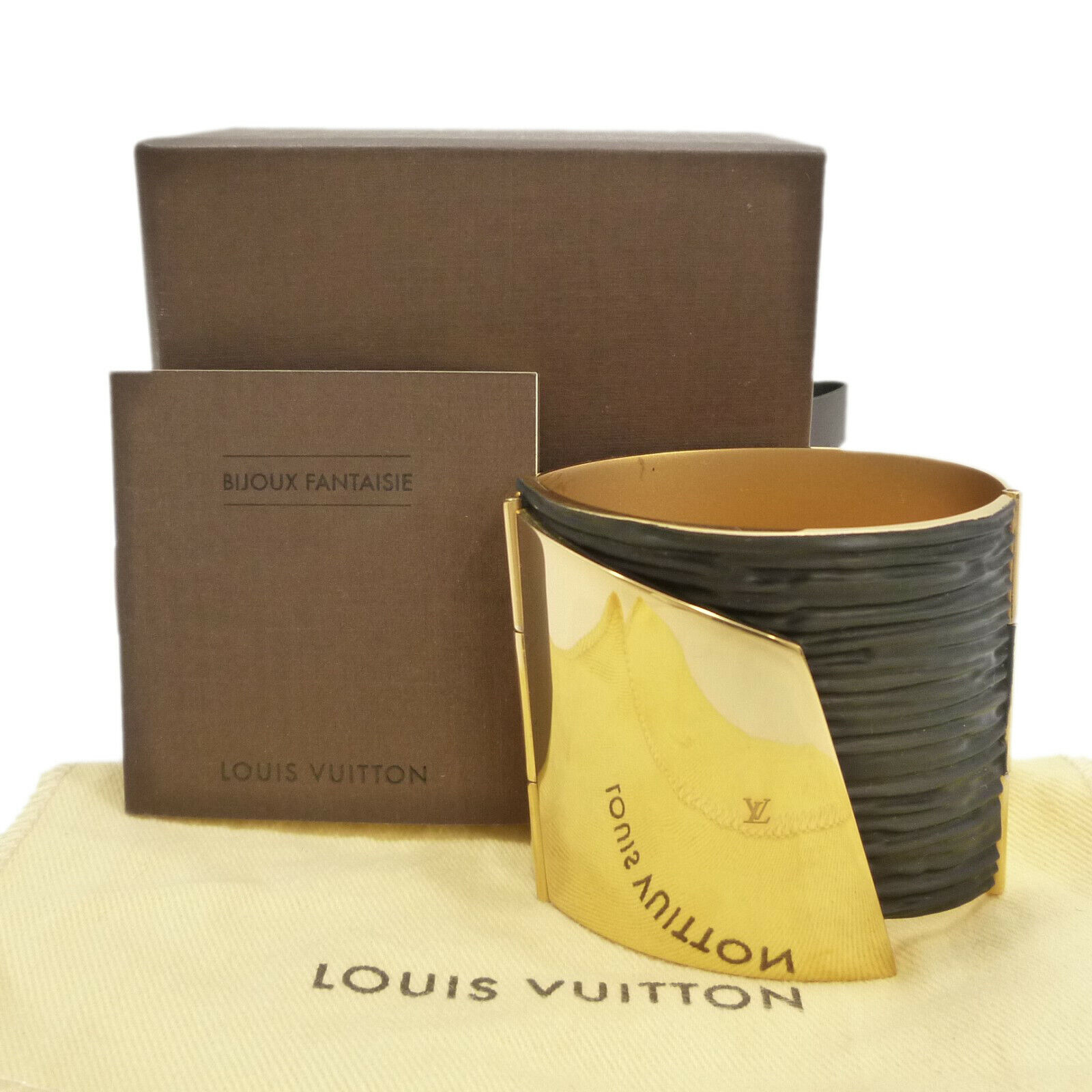 Authentic LOUIS VUITTON Bangle Bracelet Black Gold Tone Authentic LOUIS VUITTON Bangle Bracelet Black Gold Tone