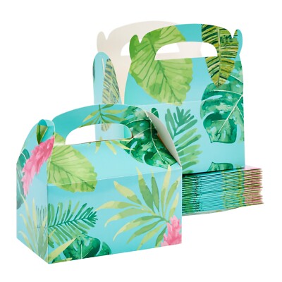24 Pack Luau Tropical Party Favor Boxes for Kids Birthday, Floral Design, 6x3x3''