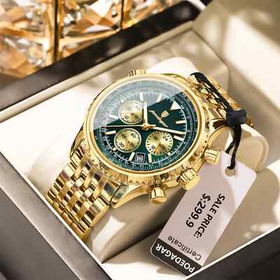 Luxury Military Men Watch Waterproof Luminous Date Chronograph Stainless Steel
