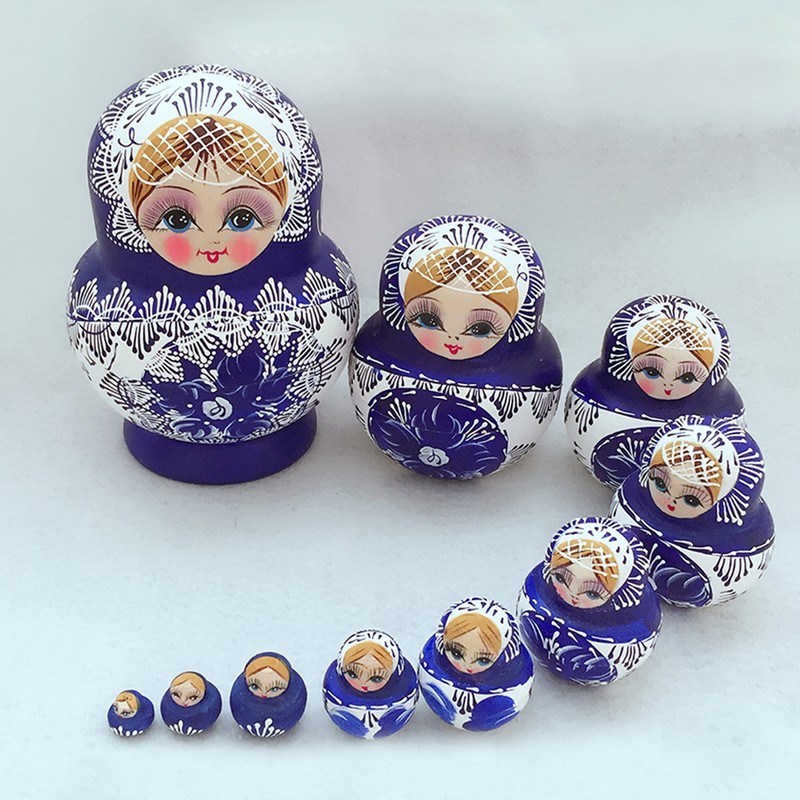 Set Satinwood Babushka Matryoshka Decor