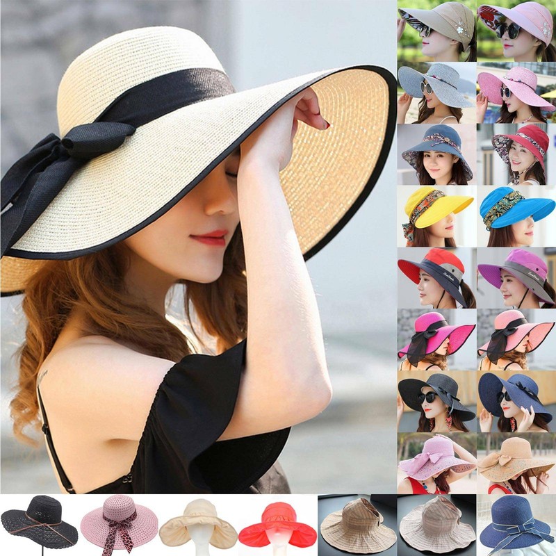 Wide Brim Straw Floppy Foldable 