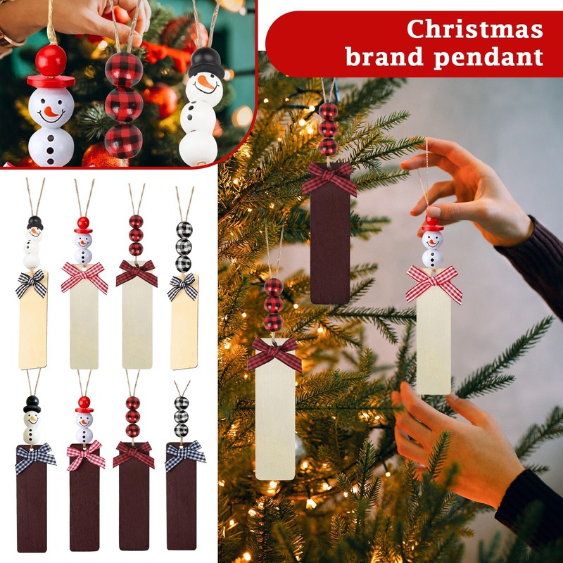 Christmas DIY Wooden Log Wishing Card Decoration Hand-Paint Color Beads
