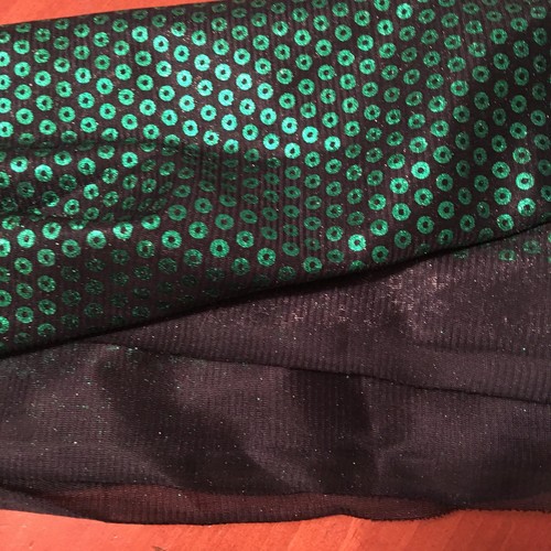 Faux Green Sequins On Black Semi Sheer 42