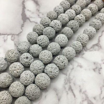 Light Gray Lava Rock Stone Beads 6mm 8mm 10mm 15.5'' Strand