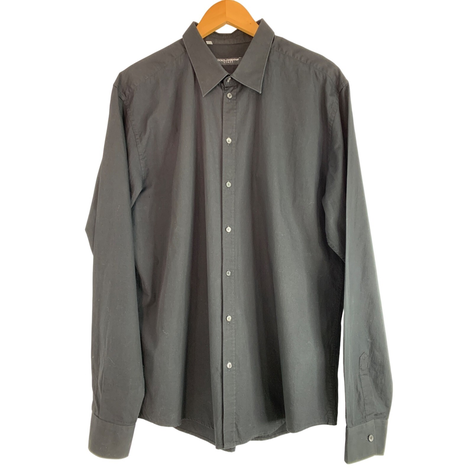 Dolce & Gabbana ブラックリネンシャツ　イタリア製　Italy Men's dolce & Gabbana black dress shirt Staff XL 18 / 45