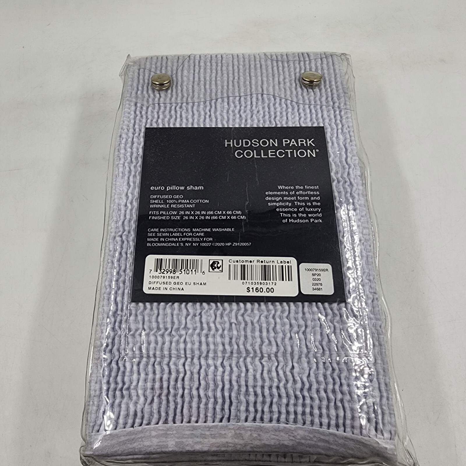 Hudson Park Collection Diffused Geo Euro Pillow Sham 26inx26in Gray Zip Closure+ - Picture 15 of 19