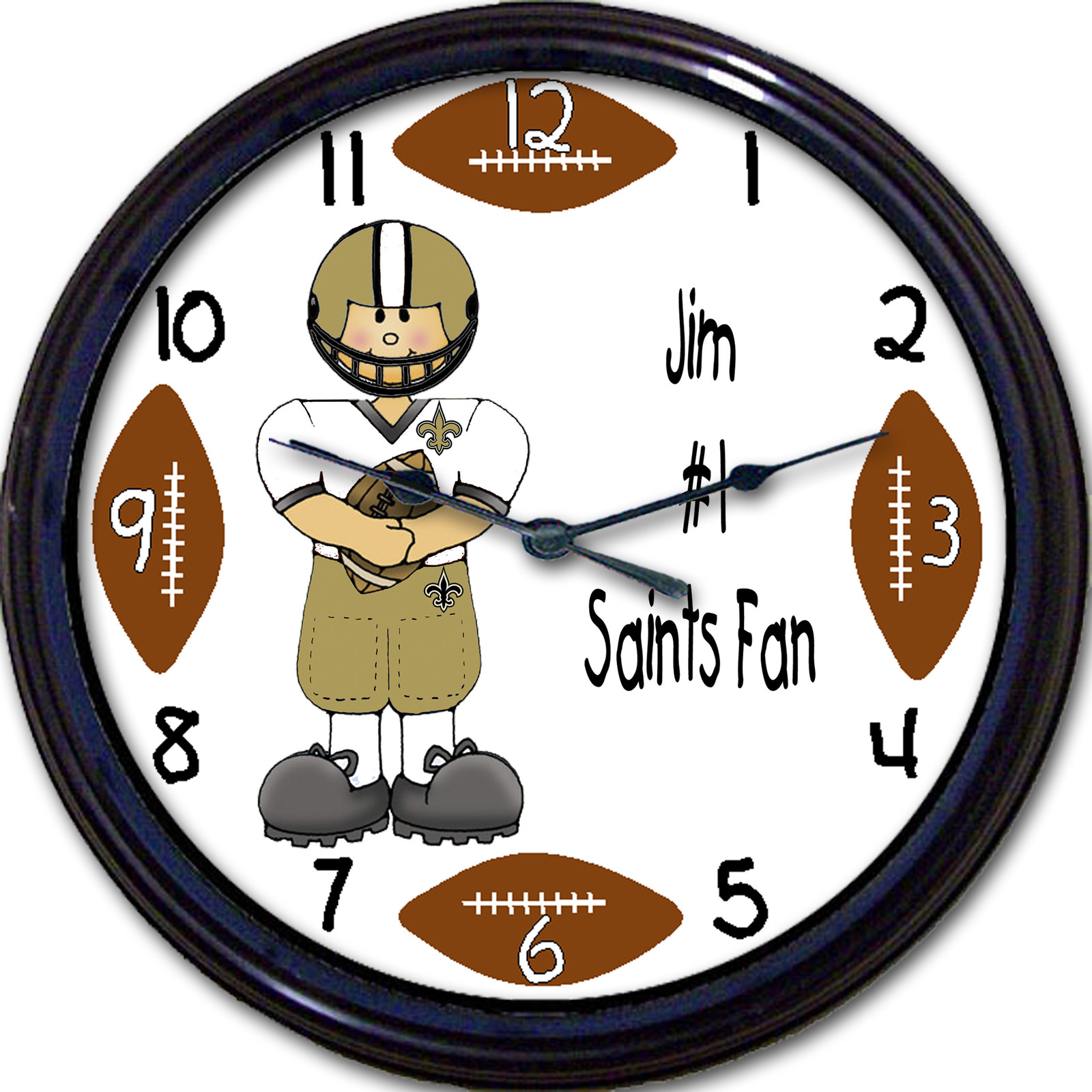 New Orleans Saints Personalized Wall Clock NFL Football Louisiana Brees Custom