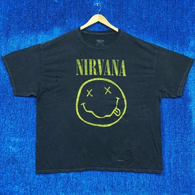 Nirvana Nevermind Smiley Distressed Oversized Grunge Tee O/S
