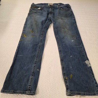 Ariat M5 Bauer Straight Leg Jeans Mens 40x32 Blue Denim Distressed Paint