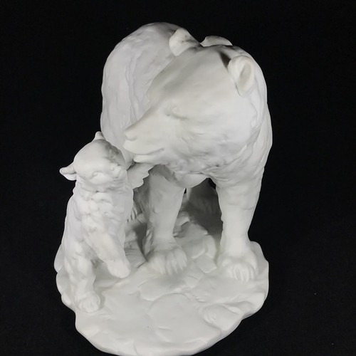 Kaiser Porcelain Beautiful Bear and Cub White Bisque Figurine #521 Germany